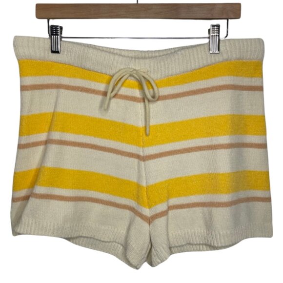L*SPACE | NWT Sun Seeker Yellow Tie Waist Chenille Lounge Shorts | Size XL - Picture 2 of 10